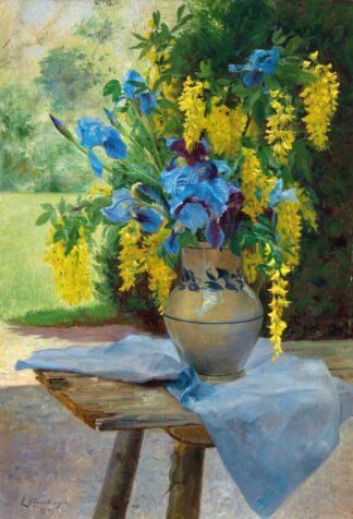 A Floral Bouquet with Irises and Laburnum by Ella Wetzko-Ehrenberger