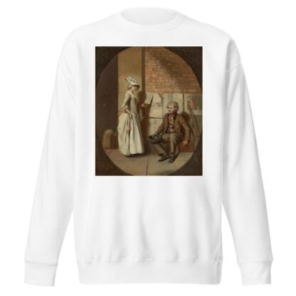 A girl buying a ballad, in a feigned oval by Henry Walton Sweatshirt