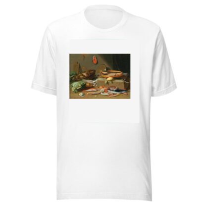 A kitchen still life with fish, vegetables and a cat by Pseudo Jan van Kessel II T-Shirt