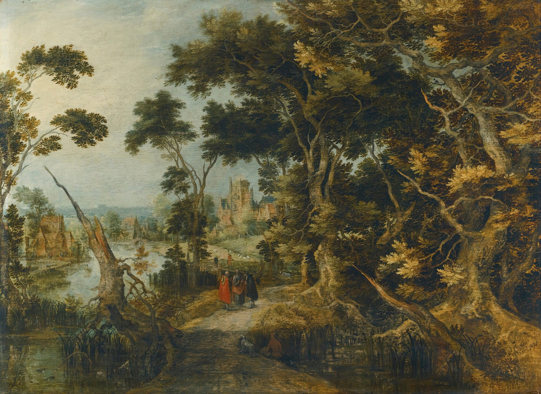 A Landscape With Christ And His Disciples On The Road To Emmaus by Gillis Claesz. de Hondecoeter