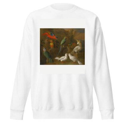 A Landscape With Exotic Birds Including Parrots, Parakeets, Turtle Doves And Cockatoos by Circle of Tobias Stranover Sweatshirt