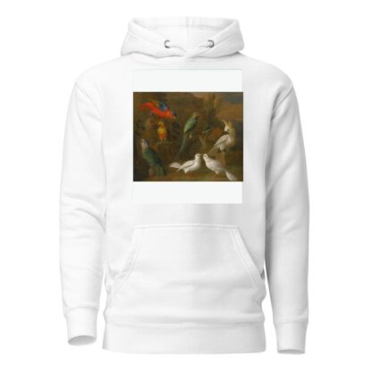 A Landscape With Exotic Birds Including Parrots, Parakeets, Turtle Doves And Cockatoos by Circle of Tobias Stranover Hoodie