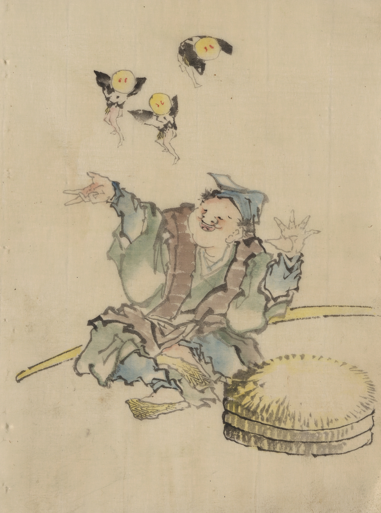 A man, sitting on the ground by Katsushika Hokusai