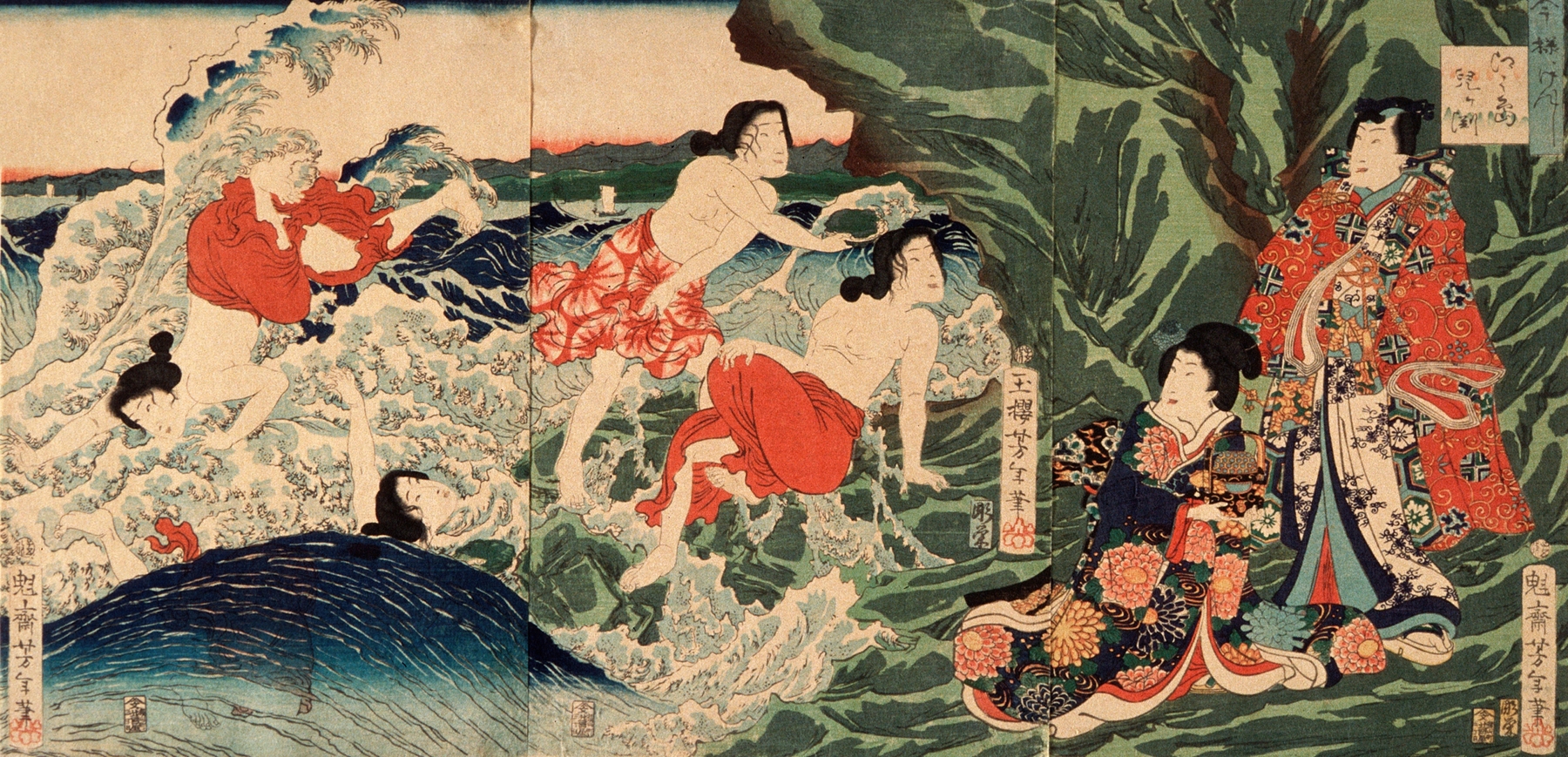 A Modern Prince Genji at Chigogafuchi, Enoshima by Tsukioka Yoshitoshi