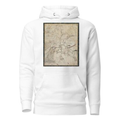 A Mounted Prince Hunting Lion in a Rocky Landscape by Khem Karan Hoodie
