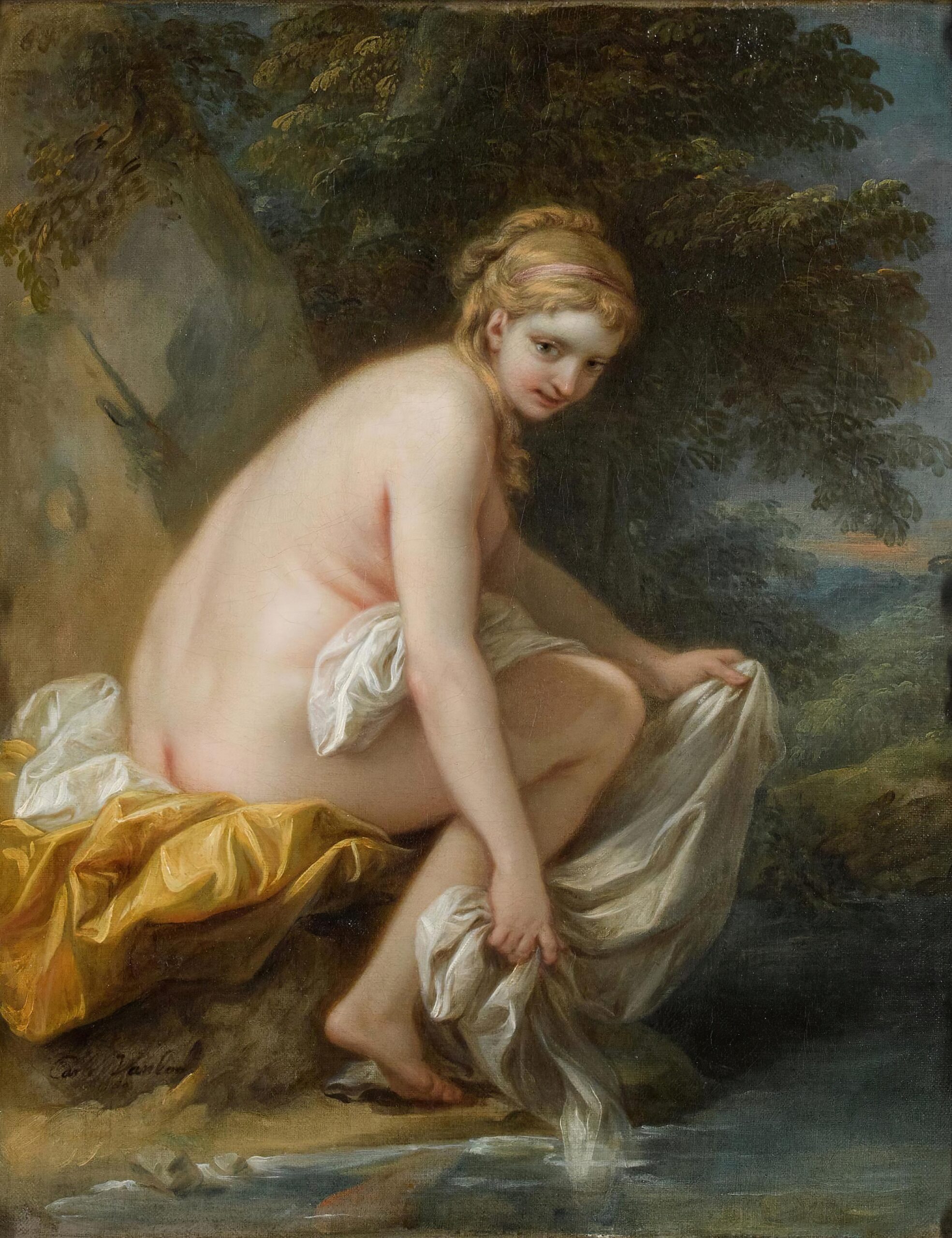 A Nymph At Her Bath by Charles-André van Loo