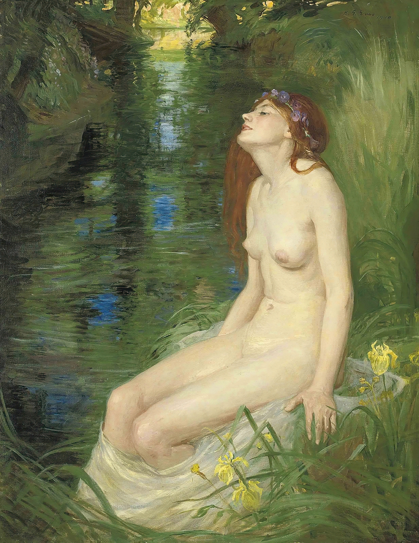 A nymph beside a pool by Reginald Granville Eves