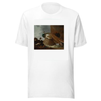 A peacock, a pair of ducks, rabbits and a turkey in a landscape by Gijsbert Gillisz. de Hondecoeter T-Shirt