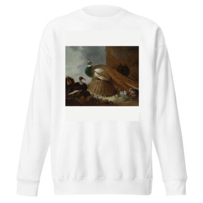 A peacock, a pair of ducks, rabbits and a turkey in a landscape by Gijsbert Gillisz. de Hondecoeter Sweatshirt