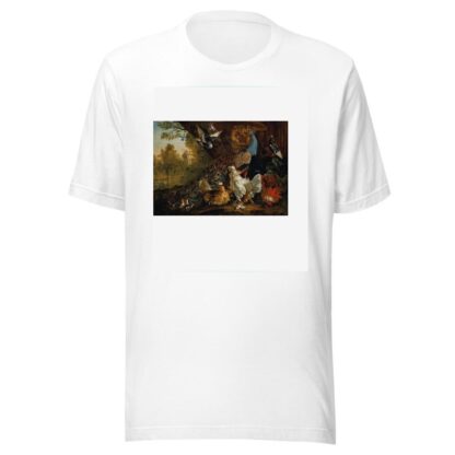 A peacock, chickens, pigeons and other birds in a landscape by Pieter Casteels III T-Shirt