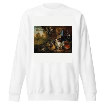 A peacock, chickens, pigeons and other birds in a landscape by Pieter Casteels III Sweatshirt