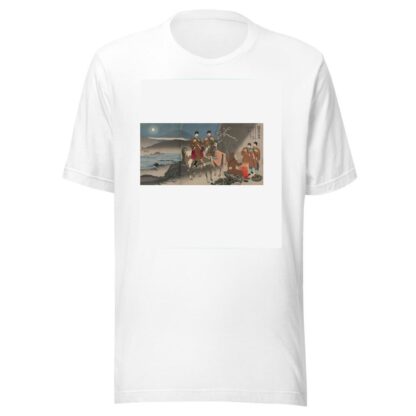 A Scouting Party of the Japanese Army Observing the Movements of Russian Cossack Soldiers across the Daedong River by Kobayashi Kiyochika T-Shirt