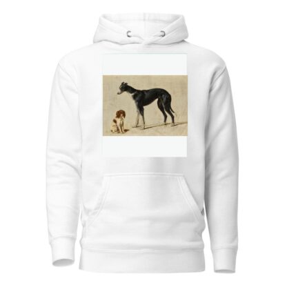 A seated Cavalier King Charles spaniel and a standing greyhound by Hendrik Stokvisch Hoodie