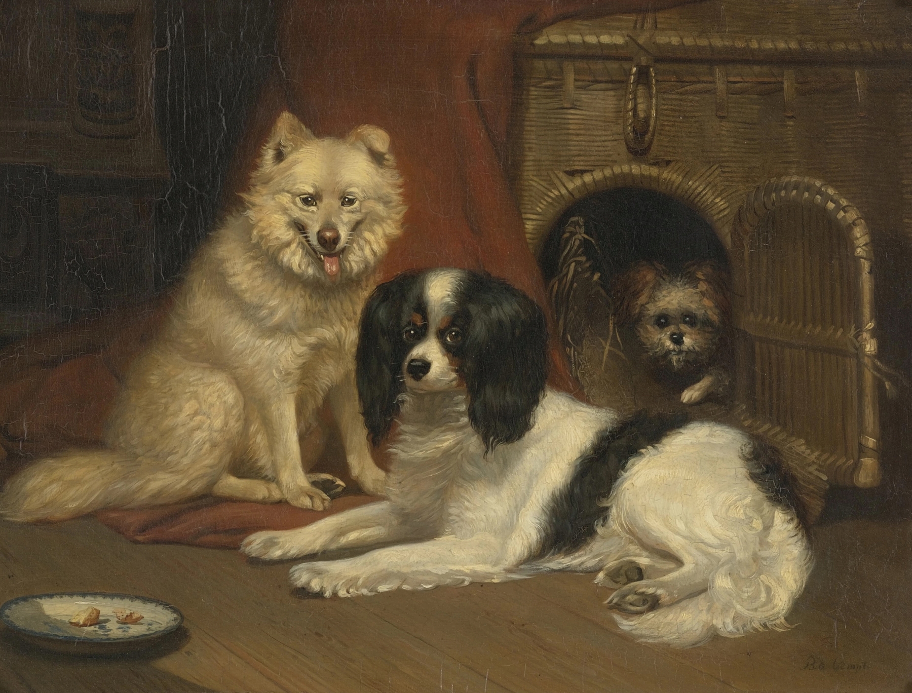 A Sheepdog, a King Charles Spaniel, and a Terrier by Bernard te Gempt