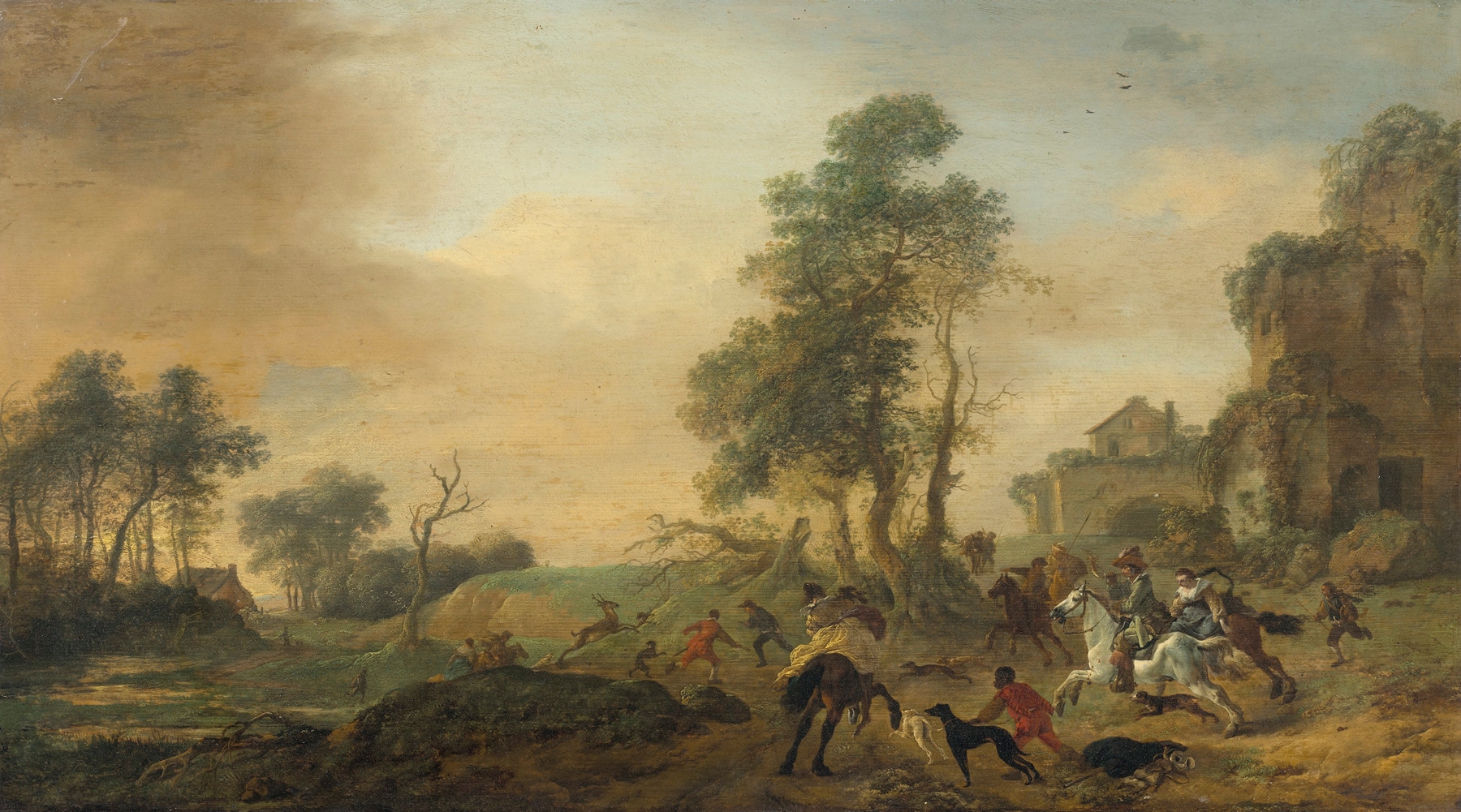 A stag hunt by Philips Wouwerman