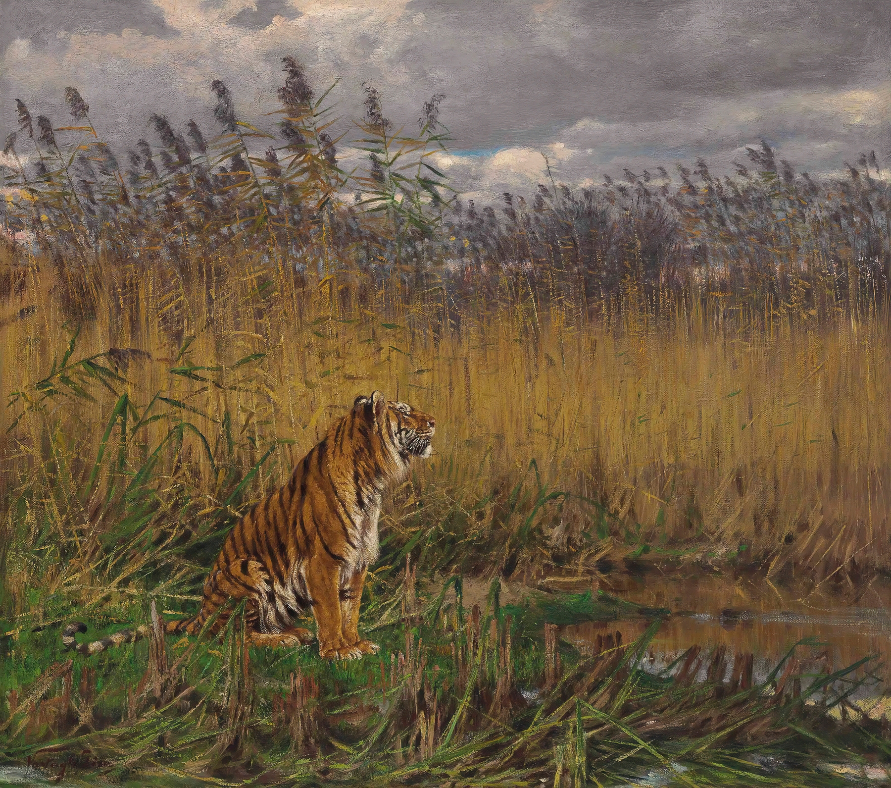 A Tiger in a Landscape by Geza Vastagh