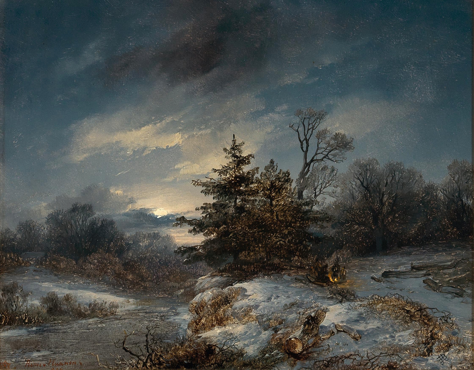 A Winter Evening by Remigius Adrianus van Haanen