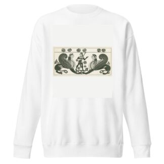 A youthful Hermes stands on a plant between two crouching sphinxes by Alexis Louis Pierre Housselin Sweatshirt