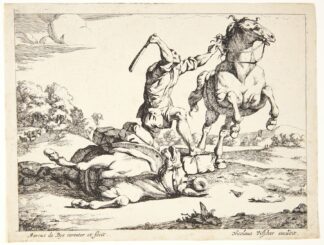 Æseldriver, der slår en hest Fablen om æslet og hesten by Marcus de Bye