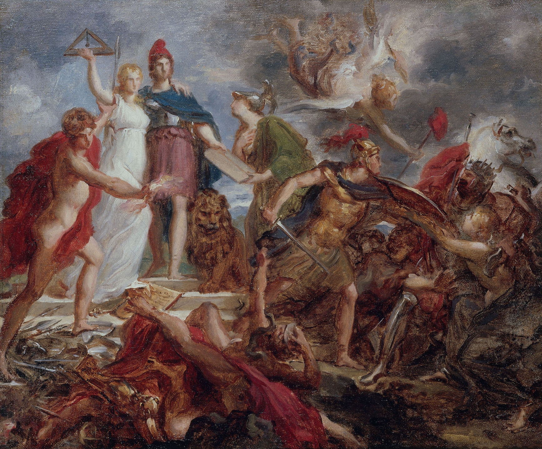 Allégorie révolutionnaire; La Liberté, l’Egalité et la Civilisation repoussant le Despotisme by Anonymous