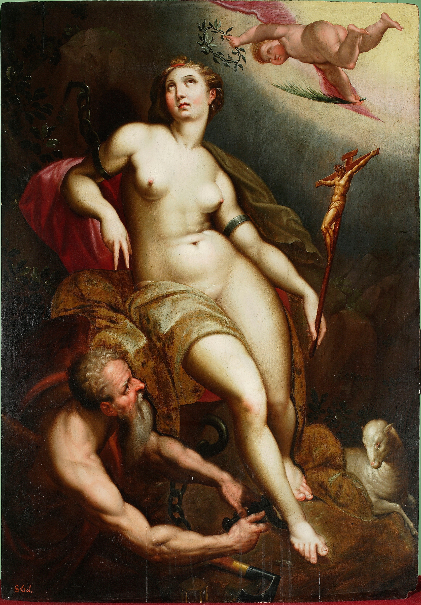 Allegory of Christian patience with Chronos breaking the chains by Jacob De Backer