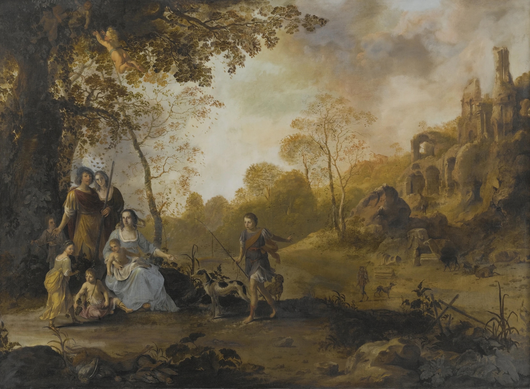 An Allegorical Family Portrait in a Landscape by Dirck van der Lisse