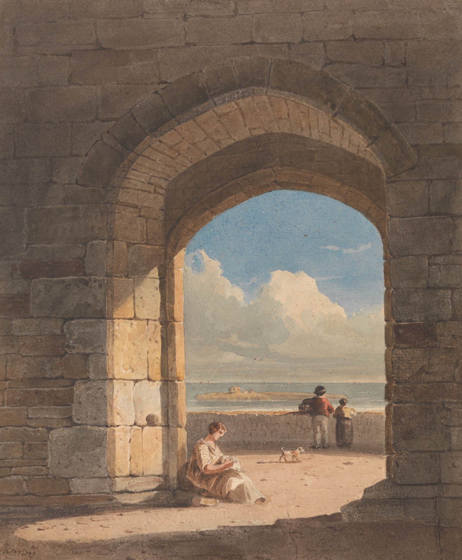 An Arch at Holy Island, Northumberland by John Varley