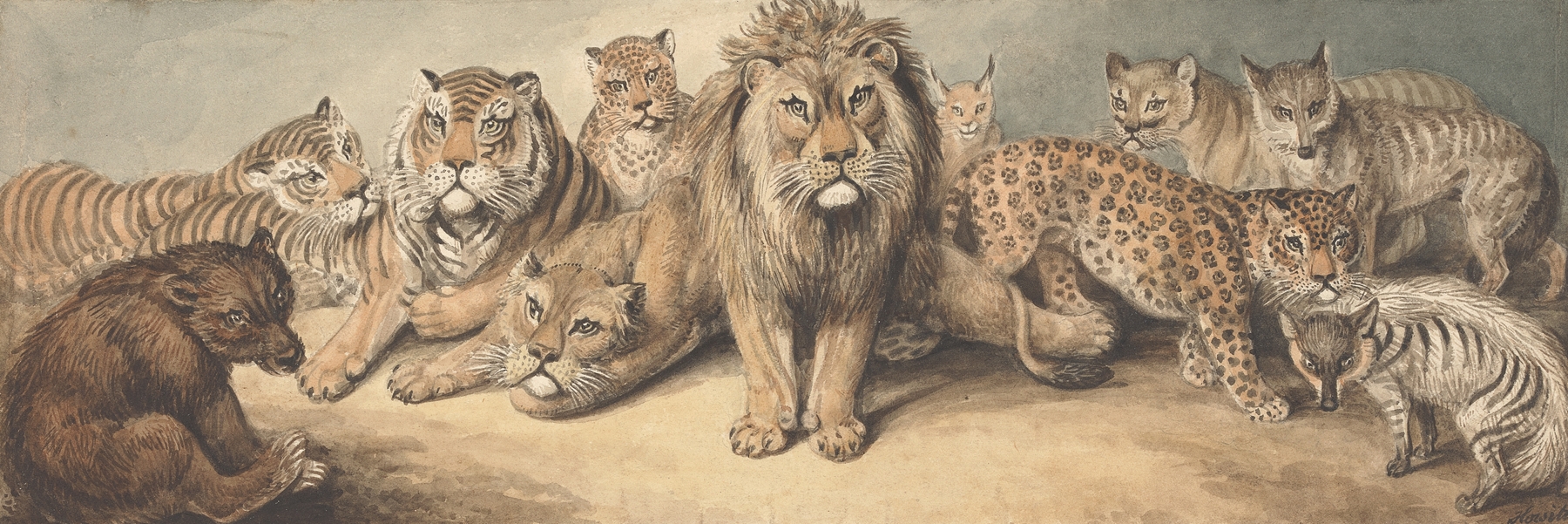 Animals of the Cat Family, with a Bear and Foxes by Samuel Howitt