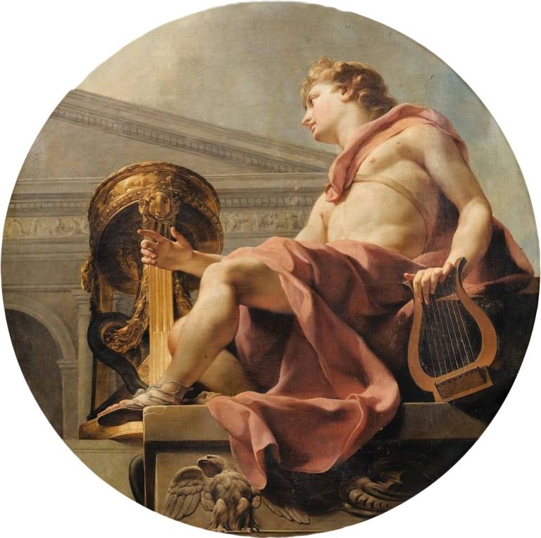 Apollo Seated Holding A Lyre In Front Of An Athenienne And A Snake by Charles-André van Loo