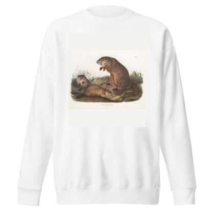 Arctomys monax, Maryland Marmot, Woodchuck, Groundhog. Natural size. Old & young. by John Woodhouse Audubon Sweatshirt