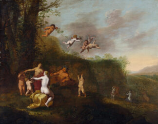 Bacchus and Nymphs in a Landscape by Abraham van Cuylenborch