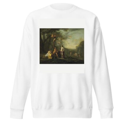 Bacchus, Venus and Ceres under a grapevine in a pastoral landscape with putti, nymphs and satyrs by Cornelis Van Poelenburch Sweatshirt