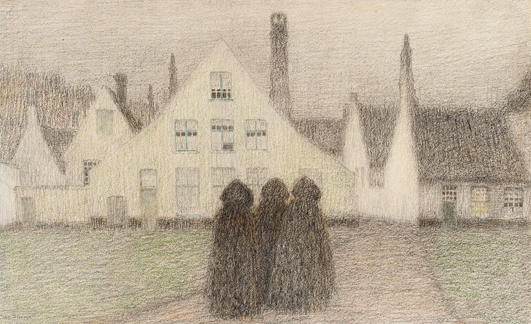 Béguinage avec vieilles femmes by Henri Le Sidaner