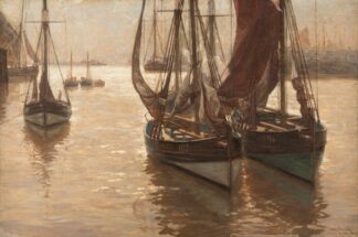 Boats in the harbour by Erwin Carl Wilhelm Günther
