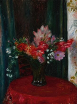 Bouquet on Red Tablecloth by William James Glackens