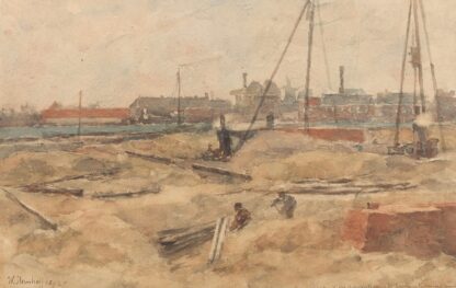 Bouwterrein bij het Wilhelmina Gasthuis by Wilhelmus Johannes Steenhoff