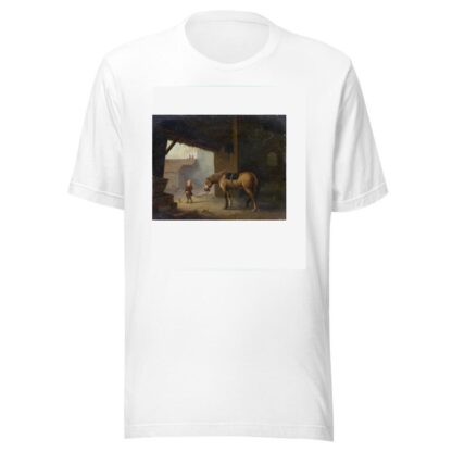 Boy with a Horse in a Stable by Jacques Albert Senave T-Shirt