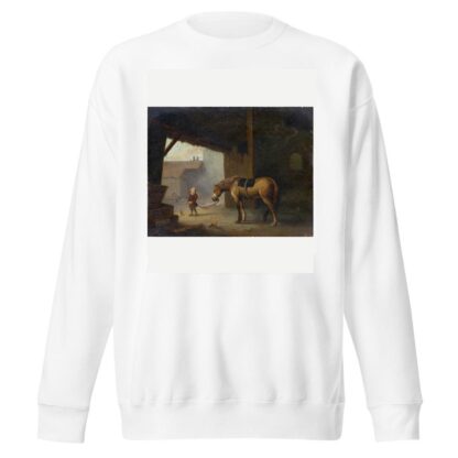 Boy with a Horse in a Stable by Jacques Albert Senave Sweatshirt