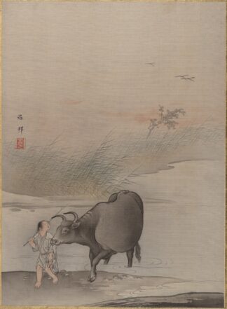 Boy with Cow at the River’s Edge by Hashimoto Gahō