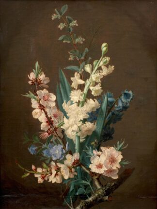 Branche de pommier et pieds d’alouettes, avec un vol d’abeille by Jean-Baptiste Gallet