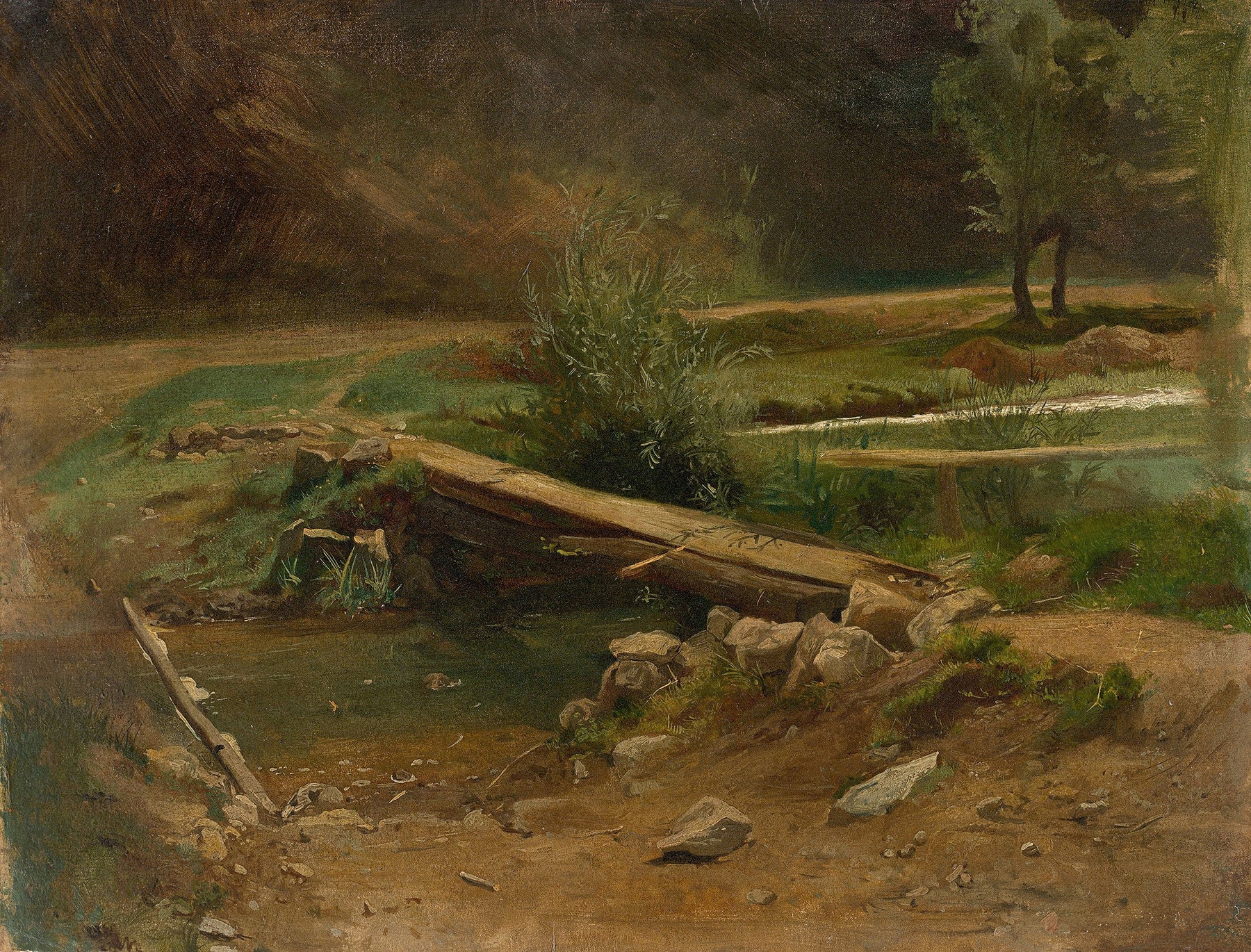 Bridge over a stream by Christian Friedrich Gille