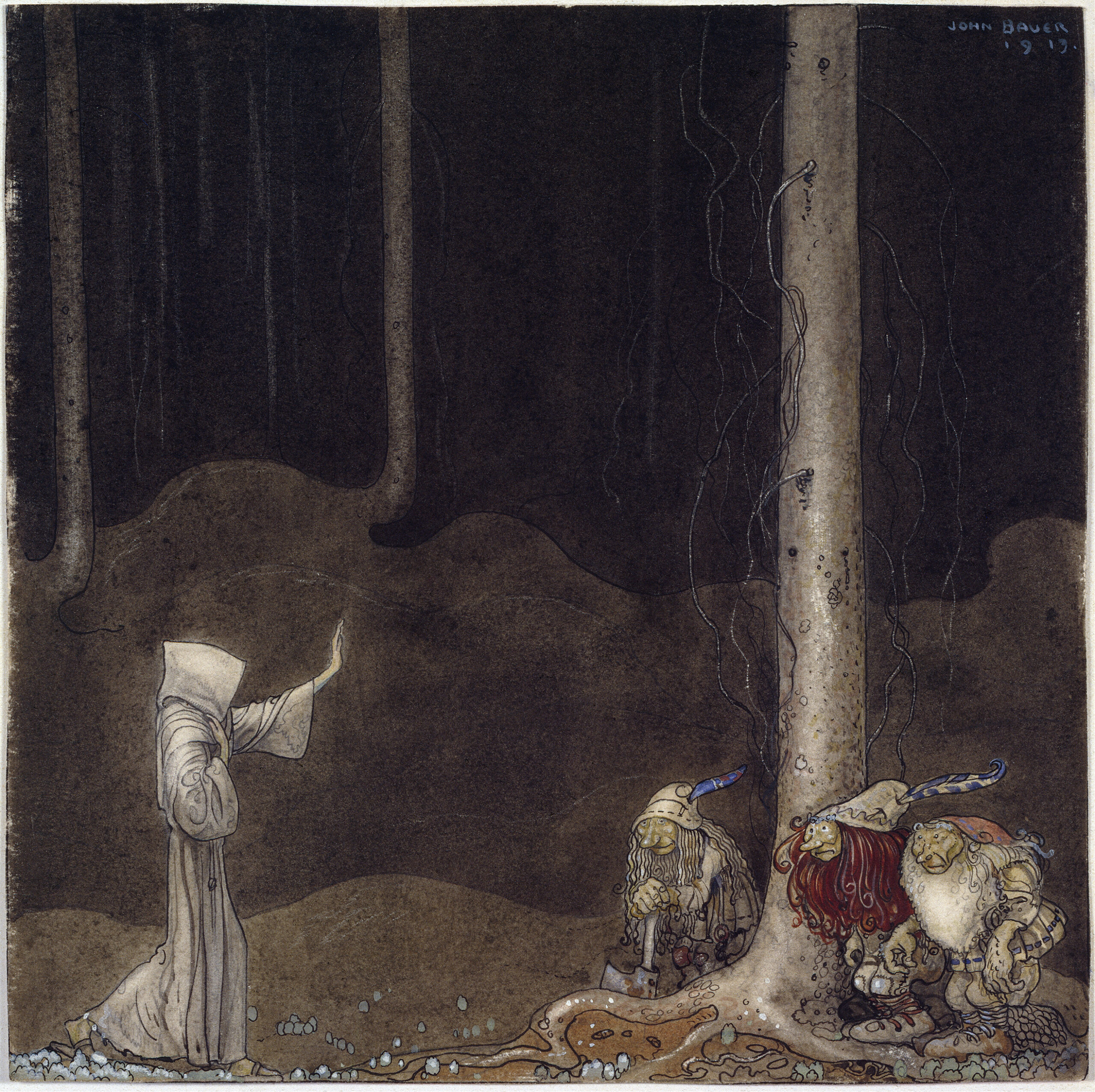 Brother St. Martin and the Three Trolls by John Bauer