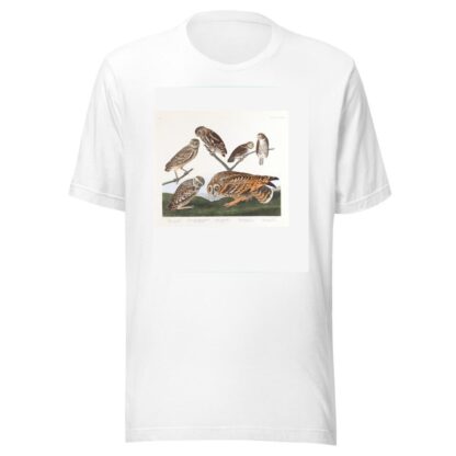 Burrowing owl. Large-headed burrowing owl. Little night owl. Columbian owl. Short-eared owl by John James Audubon T-Shirt