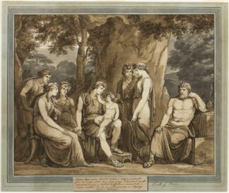 Calypso Watches Telemachus with Cupid on His Knee, While Mentor Watches in Anger, from The Adventures of Telemachus, Book 7 by Bartolomeo Pinelli
