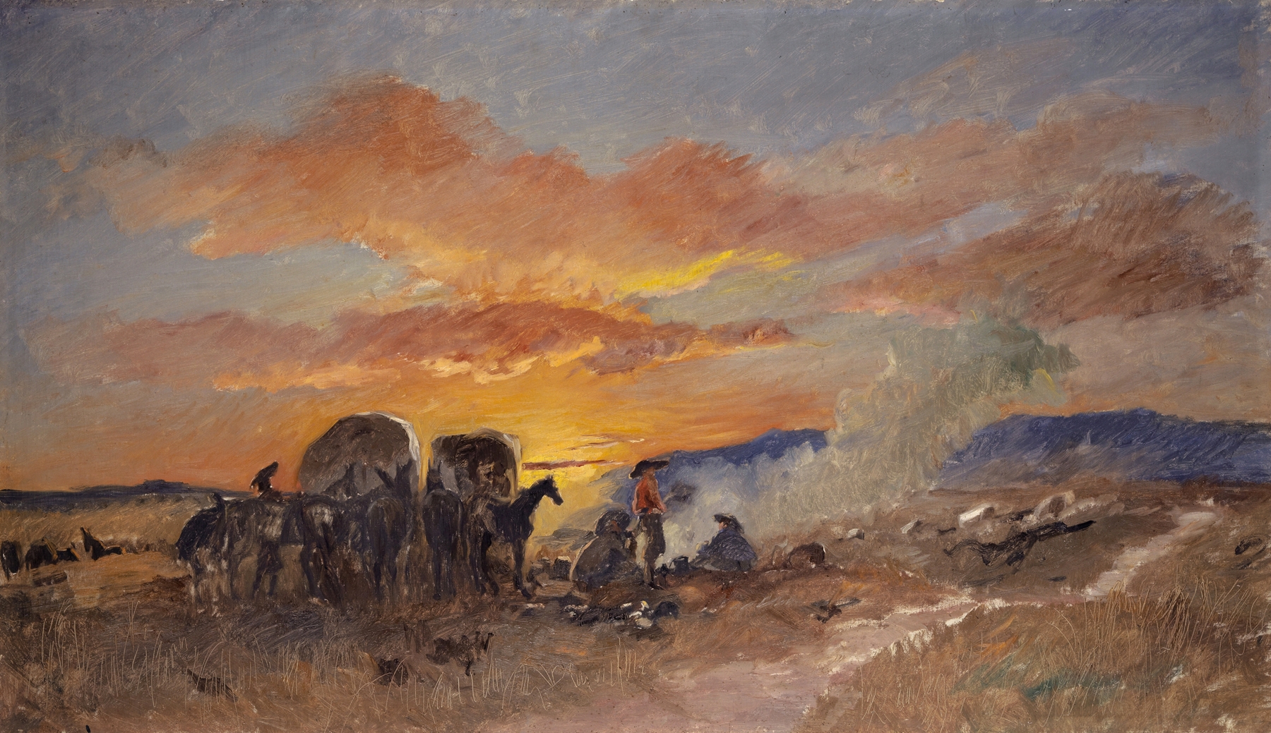 Campfire at Sunrise in the Laramie Plains by Frank Buchser