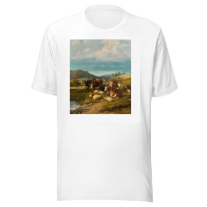 Cattle and Sheep at a Watering Place by Thomas Sidney Cooper T-Shirt