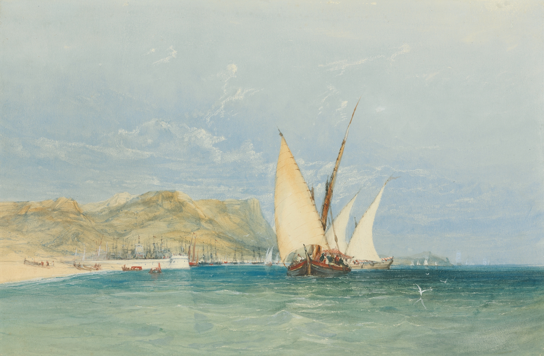 Coast Scene with Sailing Boats by James Holland