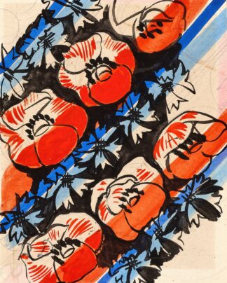 Coquelicots et bleuets sur fond noir by Raoul Dufy