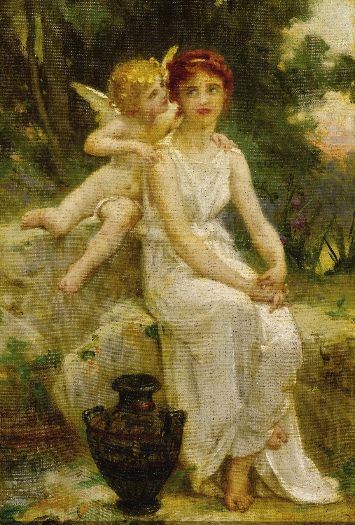 Cupid Whispering to a Young Maiden by Guillaume Seignac