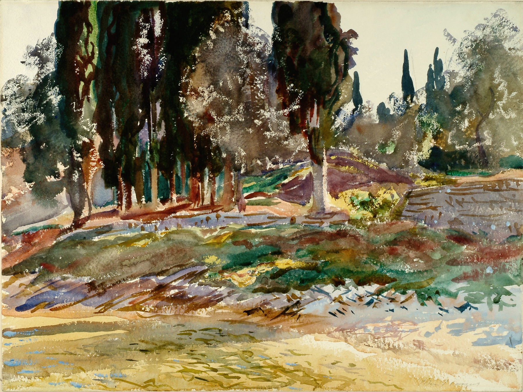 Cypress Trees at San Vigilio, Lake Garda by John Singer Sargent